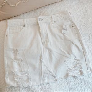 Pacsun White Distressed Mini Skirt